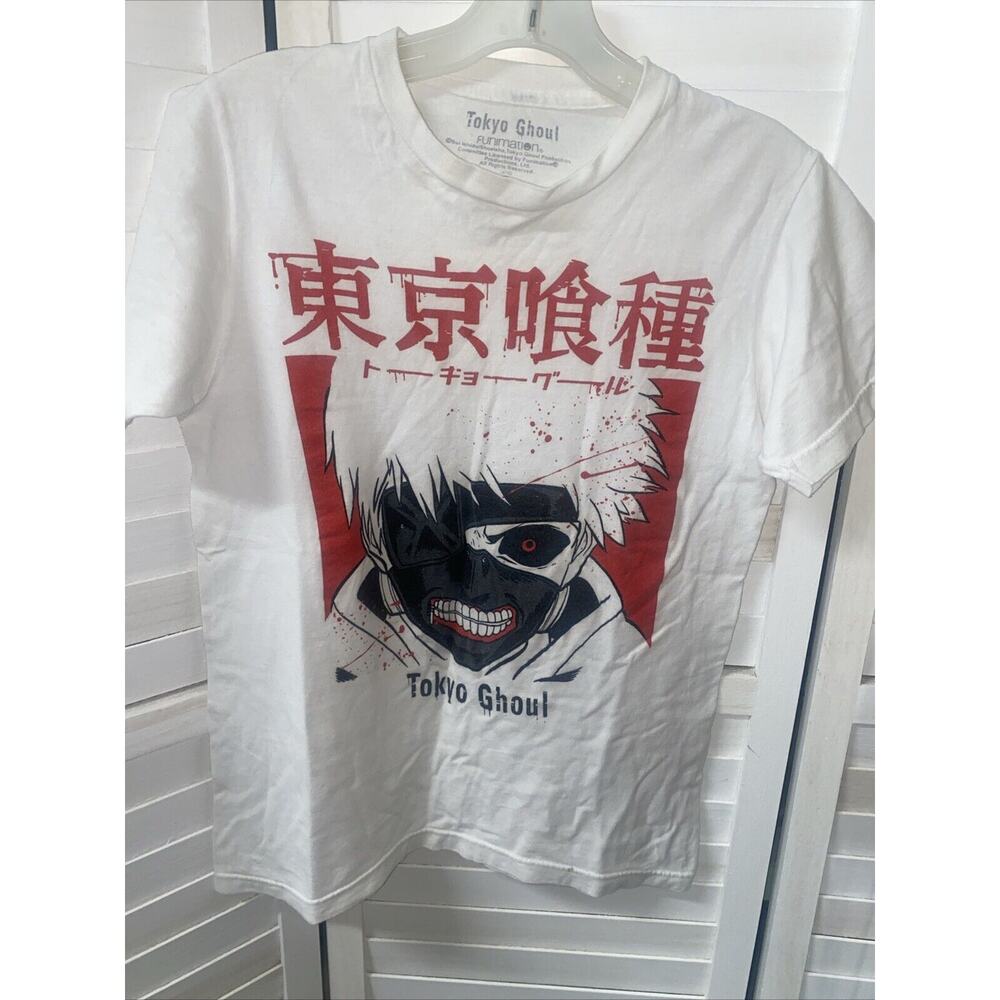 Tokyo Ghoul Anime Manga T-Shirt Mens Small Short Sleeve Graphic Crew Neck White